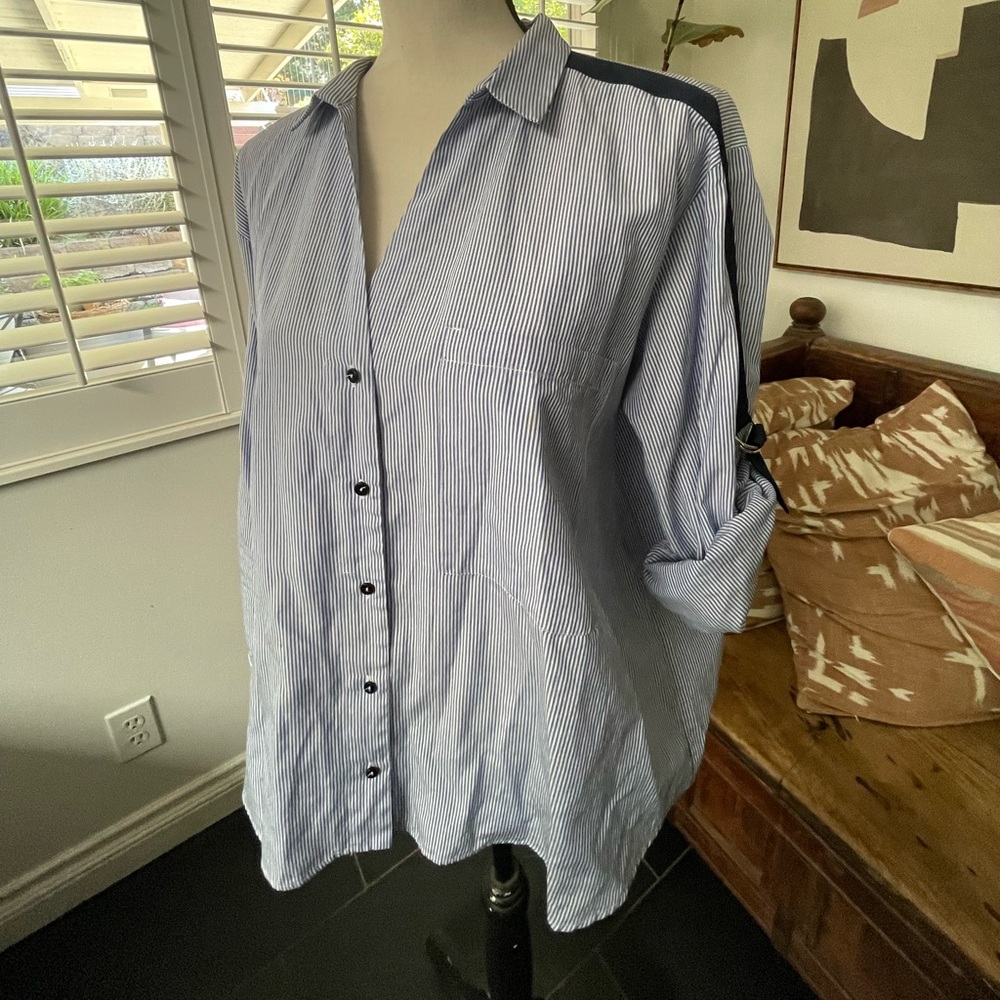 Zara Vintage Striped Button Down Top - Large
